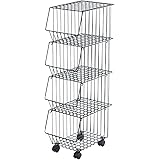 下村企販 スタッキングバスケット 上にも物が置ける 4段 日本製 37751