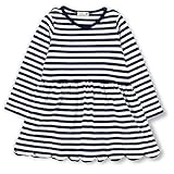 ブランシェス（branshes） ボーダー×スカラップ長袖ワンピース【ネイビーブルー/（04）100cm】