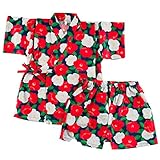 (ファンファン) 甚平 女の子 日本製生地 夏 和椿 紺 100