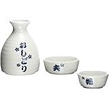 サンアート かわいい食器 「 だんらん酒 とっくり 」 夫婦円満 徳利・お猪口セット 白 SAN2419