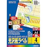 コクヨ カラーレーザー カラーコピー ラベル 光沢 4面 20枚 LBP-G6905
