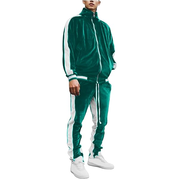 Amazon | [YCUNEU] メンズ ベロア ジャージ セットアップ ストライプ柄