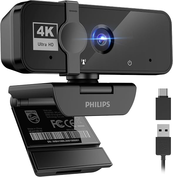 【国内正規品】PHILIPS ウェブカメラ 4K UHD webカメラ 800万画素 1080P@30FPS対応 自動光補正 95°視野角 内蔵マイク プライバシーカバー パソコン用カメラ ビデオ会議/オンライン授業/ライブ配信用SPL6418 - 1