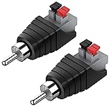 AQUALOACH スピーカーワイヤー RCA 変換アダプター 2個セット はんだ不要 簡単接続 スピーカー端子 アダプター スピーカーケーブル (オス)