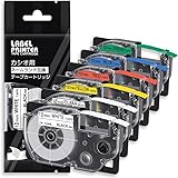 互換 ネームランド テープ カートリッジ 12mm カシオ 透明 Casio Name Land XR-12X XR-12WE XR-12RD XR-12BU XR-12YW XR-12GN 黒文字 白赤黄青緑 強粘着 6色の1セット ASprint