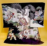 【正絹】 お宮参り着物　（初着・産着）　男児 M1-17 鷹・濃紺地　新品仕立上り着物　もれなく５大特典付！