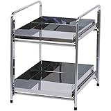 川口工器 シンク下 スライドラック (2段 幅35cm) 日本製 ステンレス棚板