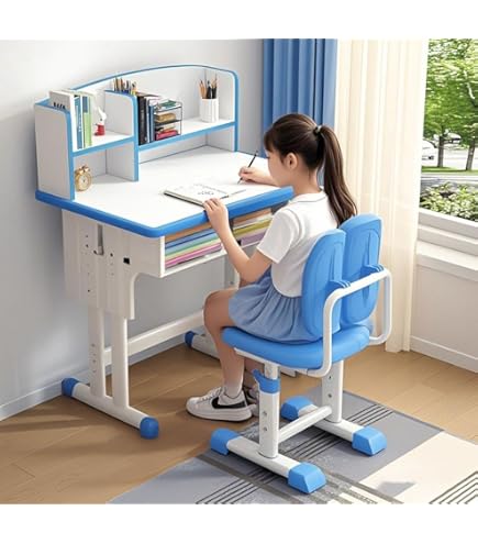 Amazon.co.jp: 高さ調節 全学年 学校用机デスク+チェア2点セット 可動