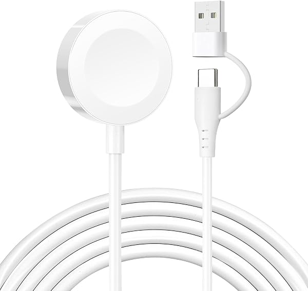 【2026新設計】POLINK 2in1 USB A+C for アップルウォッチ 充電器 Apple Watch 充電器 充電ケーブル ワイヤレス 充電機 マグネット式充電ケーブル 持ち運び便利 軽量 急速充電器 Apple Watch Series11/10/9/8/7/6/5/4/3/2/1/SE/Ultra 対応 USB-A&C ホワイト - 1
