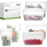 ZiP Standing Reusable food container, silicone bag, 6 Pcs Zip Containers Can be used for fruit and vegetable snacks, etc. Mic