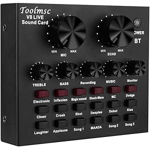V8 ライブサウンドカード、Toolmsc サウンドカードポータブルオーディオミキサー12サウンドエフェクト、K曲、録音、楽器とのボイスチャットXbox PS4電話iPad、YouTube Facebook Tiktok用