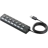 エレコム USB2.0 ハブ 7ポート ACアダプタ付 セルフ/バス両対応 個別スイッチ付 2.0m ブラック U2H-TZS720SBK