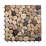 (SOFTSEA)石畳マット 天然石 タイル 簡単カット ガーデンタイル 正方形 30x30CM 6枚セット (ライトタイプ)