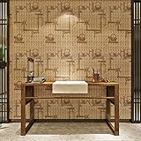 (ハンメロ)HANMERO®接着剤いらず粘着付き壁紙ビニールクロスかんたん貼付シールタイプおしゃれな織物調急須模様DIY/模様替え/ファーニチャーリフォーム/ベッドルーム/リビングルーム用約45cm巾