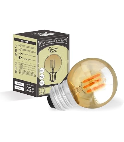 Amazon | エジソンバルブ LED電球 E17 (ミニGLOBEゴールド) 調光器対応