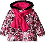 London Fog Little Girls' Toddler Classic Heavyweight Puffer Jacket with Gingham Print Pink Floral 4T