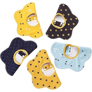 ベビー ビブ スタイ よだれかけ 防水スタイ 5枚セット 綿100% 柔らかい 赤ちゃん よだれかけ エプロン 食事用…