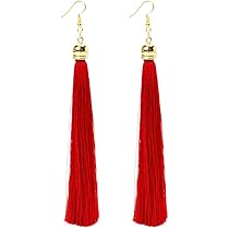 【1256】エレガントな赤いタッセルピアス タッセルイヤリング・ピアス レッド | iichi 日々の暮らしを心地よく