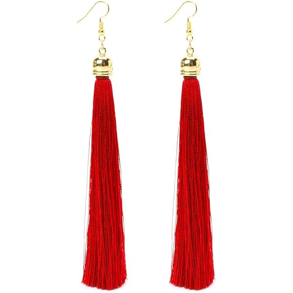 Amazon | 16brand 1ペアヴィンテージロングタッセルダングルピアス女性