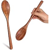 HANSGO Wooden Spoons for Cooking, 2 PCS Wooden Cooking Utensils | 12 Inch Serving Spoon for Nonstick Pans, Comfort Grip, Dura