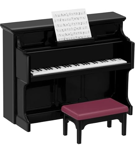 Amazon | Dollhouse Miniature Upright Piano with Stool | 家具