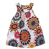 Domybest 子供服 スカート 女の子 プリンセスドレス ノースリーブ 抽象的な花 可愛い 柔らかい 春 夏