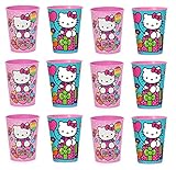 Lot of 12 Hello Kitty 16ozパーティープラスチックカップ~ Party Favor Supplies ~