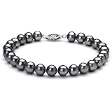 Black 6-7mm AA Quality Freshwater 925 Sterling Silver Cultured Pearl Bracelet