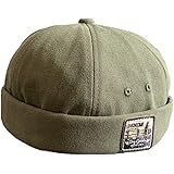 no brand （ カラー : オリーブ ） 帽子 ワッペン フィッシャーマン オックス生地 コットン レオン キャップ ロールアップ キャップ メンズ レディース 男女兼用