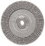 Weiler Vortec Pro Wide Face Wire Wheel Brush, Round Hole, Carbon Steel, Crimped Wire, 8" Diameter, 0