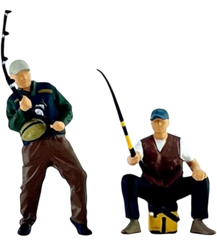 Amazon.co.jp: Oshhni 2x 1/64男性釣り人ジオラマフィギュアの