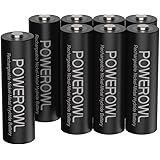 Powerowl単3形充電式ニッケル水素電池8個パック PSE安全認証 自然放電抑制 環境保護(2800mAh、約1200回循環使用可能