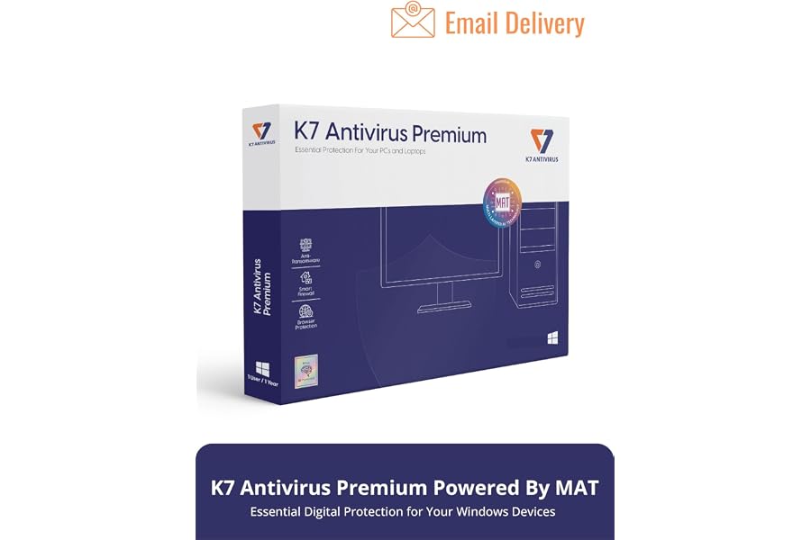 K7 Antivirus Premium Antivirus Software 2025 for laptop/pc|1 Users, 3 Year| Antivirus, Internet Protection,Threat protection