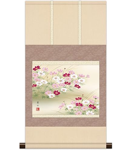 花を持つ女性の掛軸 Amazon.co.jp: 10年保証 掛け軸 ミニ掛け軸 和風 花鳥画 春掛け