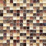 【B'stile】キラキラ輝くガラス モザイクタイル「CANDY Glass - キャンディーグラス」（ガラス｜20mm角｜屋内壁用）1シート (ワイン)