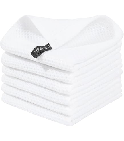 Joybest Cotton Kitchen Dish Cloths 8-Pack - Waffle Weave, 12x12 Inches, Light Gray - View #4