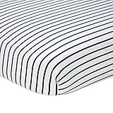 100% Cotton, Navy & White Striped Fitted Crib Sheet, 28 W x 52 L by Nautica [並行輸入品]