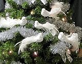 Artificial Birds – Set of 12ホワイトフェザーDoves withメタルワイヤPlant Stems – Long Tail Craft鳥 – Turtle Dove Dec