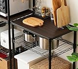 dodollキッチンラック ゴミ箱 キッチン収納 幅60 2段 奥行40 スリム ゴミ箱上ラック レンジラック 炊飯器 食器棚 作業台 レンジ台 大型レンジ おしゃれ ブラック スチールラック ウッド 木製 シェルフ