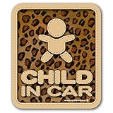 【マグネット】豹柄 CHILD IN CAR チャイルドインカー マグネットステッカー/ヒョウ柄 子供が乗ってます チャイルドinカー