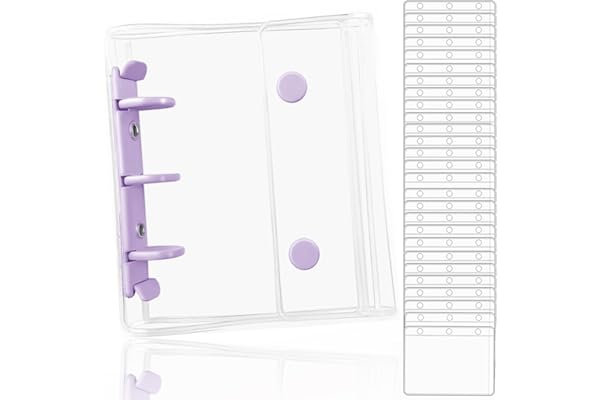 OKAWASI シール帳 透明 A8サイズ レフィル30枚付き シール バインダー シール手帳 女の子 はがせる シール収納(パープル)