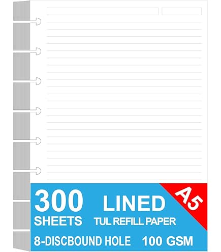 Eleven Discs Discbound Paper, Junior Size Pure Dot Grid Sheets - Premium 120gsm Heavyweight Notebook & Planner Refills - 8 Discs, 5.5 X 8.5 In