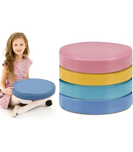 WALIKI Round Floor Cushions For Kids - 15" Diameter, Pack Of 4, Flexible Classroom & Home Seating