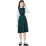 [Sharphon] レディース ジャンパースカート ハイウエスト ロング ワンピース 学生服 制服 プリーツ スカート jk 女装