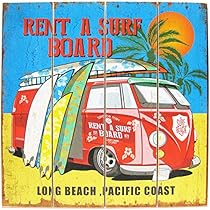 ハワイアン キャンバスアート パネル絵【サーフボード ワーゲンバス】70x50② ハワイアン キャンバスアート パネル絵【サーフボード ワーゲン