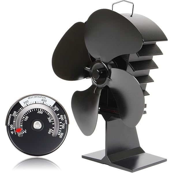 Bluesea Upgrade Wood Stove Fan, 4 Blade Fireplace Fan, Non Electric Heat  Powered Stove Fan for Wood / Gas / Log Burning Stove with Thermometer,  Silent Operation Circulating Warm Air : Amazon.com.au: