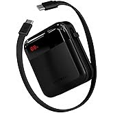 MATECH モバイルバッテリー 大容量 小型 10000mAh 35W 急速充電 PD ケーブルストラップ付 iPhone/Android/Macbook M3 / iPad Type-C USB-C USB-A PowerMini 10000 (