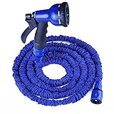 NUZAMAS のび～るホ～ス【改善強化版】】使用時3倍（2.5m→約7.5m）に伸びる！8パターン散水ノズル。洗車、ガーデニング、ベランダ、掃除用