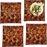 火のセット4 – Square Dinner Plates ( Personalized )