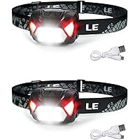 ヘッドライト 充電式 USB 高輝度 LED ヘッドランプ 2個セット 【集光・散光切替/ 明るさ300ルーメン/ 実用点灯4～30時間/ IPX4防水】 赤色サブライト搭載 夜釣り 最適 登山 キャンプ 散歩 作業 釣り アウトドア 災害 停電用 